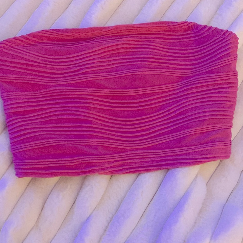 Pink tube top.